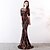 cheap Evening Dresses-Mermaid / Trumpet Elegant &amp; Luxurious Sexy Formal Evening Dress Jewel Neck Half Sleeve Sweep / Brush Train Sequined with Sequin 2021