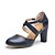 cheap Women&#039;s Heels-Women&#039;s Heels Chunky Heel Round Toe British Daily Office &amp; Career Walking Shoes PU Buckle Solid Colored Black Blue Gray / 3-4