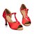 cheap Latin Shoes-Women&#039;s Dance Shoes Latin Shoes Heel Splicing Flared Heel Customizable Red / Satin / Practice