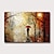 Χαμηλού Κόστους Πίνακες Τοπίων-ελαιογραφία 100% χειροποίητη ζωγραφισμένη στο χέρι τέχνη τοίχου σε καμβά άτομα με ομπρέλες που κάνουν βόλτες κατά μήκος του δασικού μονοπατιού αφηρημένο τοπίο μοντέρνα διακόσμηση σπιτιού ρολό καμβάς