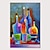 お買い得  静物画-インテリア雑貨 油絵 100％ 手作り 手描き 壁アート キャンバス ワインボトル カラフル 垂直 現代 家の装飾 装飾 ロールキャンバスフレームなし ストレッチなし