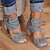 cheap Women&#039;s Sandals-Women&#039;s Sandals Cowboy Boots Daily Solid Colored Block Heel Sandals Summer Beading Block Heel Round Toe Vintage Casual PU Ankle Strap Black Blue Khaki