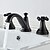 cheap Bathroom Sink Faucets-Bathroom Sink Faucet - Widespread Chrome / Black Widespread Two Handles Three HolesBath Taps
