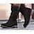 cheap Women&#039;s Boots-Women&#039;s Boots Cowboy Boots Outdoor Solid Colored Mid Calf Boots Winter Rivet Cuban Heel Round Toe Vintage British PU Lace-up Black Brown Gray