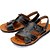 cheap Men&#039;s Sandals-Men&#039;s Sandals Comfort Shoes Casual Roman Shoes Daily Walking Shoes Cowhide Breathable Black Yellow Brown Summer / Beading