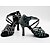cheap Latin Shoes-Women&#039;s Latin Shoes Salsa Shoes Performance Indoor Practice Glitter Crystal Sequined Jeweled Heel Crystal / Rhinestone Cuban Heel Cross Strap Almond Black
