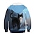 billiga Huvtröjor och sweatshirts-Barn Flickor Huvtröja och sweatshirt Långärmad Blå Katt 3D-tryck Mönster Katt 3D Djur Mönster Aktiv Streetwear