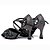 cheap Latin Shoes-Women&#039;s Latin Shoes Synthetics Heel Crystal / Rhinestone Flared Heel Dance Shoes Black / Silver / Performance / Practice