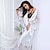cheap Women&#039;s Robes-Women&#039;s Gift Robes Gown Pajamas Bathrobes Home Christmas Party Wedding Party Lace Patchwork Pure Color Spandex Simple Casual Soft Fall Winter Long Sleeve Lace Up Belt Included