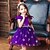 cheap Party Dresses-Kids Toddler Little Girls&#039; Dress Galaxy Lace Patchwork Print Black Purple Red Knee-length Sleeveless Basic Sweet Dresses Regular Fit