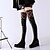 cheap Women&#039;s Boots-Women&#039;s Boots Over-The-Knee Boots Daily Solid Colored Stitching Lace Hidden Heel Round Toe PU Zipper Black White