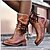 abordables Bottes Femme-Femme Bottes Bottes western cowboy Talon Cubain Bout rond Bottes mi-mollet Rétro Vintage Britanique Quotidien Polyuréthane Rivet Lacet Couleur Pleine Noir Marron Gris / Bottes Mi-mollet