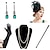 abordables Disfraces históricos y vintage-Vintage 1920s The Great Gatsby Gloves Flapper Headband Women&#039;s Feather Costume Necklace Earrings White / Green Vintage Cosplay Festival