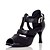 abordables Zapatos de baile latino-Women&#039;s Latin Shoes Heel Splicing Flared Heel Black T-Strap / Performance