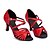 baratos Sapatos de Dança Latina-Mulheres Sapatos de Dança Sapatos de Dança Latina Salto Recortes Salto Carretel Personalizável Vermelho / Espetáculo / Cetim