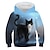 cheap Hoodies&amp;Sweatshirts-Kids Girls&#039; Hoodie &amp; Sweatshirt Long Sleeve Blue Cat 3D Print Print Cat 3D Animal Print Active Streetwear