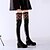 cheap Women&#039;s Boots-Women&#039;s Boots Over-The-Knee Boots Daily Solid Colored Stitching Lace Hidden Heel Round Toe PU Zipper Black White