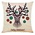 cheap Throw Pillows &amp; Covers-Set of 4 Elk Christmas Linen Square Decorative Throw Pillow Cases Sofa Cushion Covers 18x18