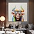 olcso Állatos festmények-Hang festett olajfestmény Kézzel festett Négyzet Állatok Pop-művészet Modern Tartalmazza belső keret / Nyújtott vászon