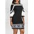 お買い得  プリントドレス-女性用 シースドレス ひざ丈ドレス - 長袖 カラーブロック エレガント スリム ブラック ブルー ルビーレッド S M L XL XXL 3XL 4XL 5XL