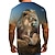 お買い得  動物とマペット-男性用 シャツ Tシャツ グラフィック 動物 ライオン 3D ラウンドネック ブラック イエロー ブラウン 3Dプリント 日常 祝日 半袖 プリント 衣類 ヴィンテージ ロック