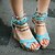 cheap Women&#039;s Sandals-Women&#039;s Sandals Boho Bohemia Beach Daily Striped Summer Beading Wedge Heel Open Toe Casual Boho Suede PU Zipper Almond Pink Blue
