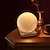 cheap Décor &amp; Night Lights-Moon Lamp LED Night Light 3D Globe Brightness Batteries Powered Home Decorative for Baby Kid New Year Christmas Gift Wooden Stand 10cm x 10cm