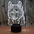 abordables Décors et éclairages nocturnes-animaux loup 3d veilleuse tactile lampes de bureau 7 lumières de table à langer avec base acrylique plat abs&amp;amp; chargeur USB