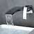 זול ברזים לחדר האמבטיה-חדר רחצה כיור ברז - התקן קיר / מפל מים כרום מותקן על הקיר שני חורים / שני חורי ידית אחתBath Taps