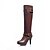 cheap Women&#039;s Boots-Women&#039;s Boots Knee High Boots Daily Office &amp; Career Knee High Boots Stiletto Heel Round Toe Casual British PU Loafer Almond Black Brown