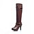 abordables Bottes Femme-Femme Bottes Bottes genou du quotidien Bureau et carrière Bottes genou Talon Aiguille Bout rond Décontractées Britanique Polyuréthane Mocassins Amande Noir Marron