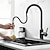 cheap Pullout Spray-Kitchen Sink Mixer Faucet Pull Out, 360 swivel Single Lever Handle Brushed Solid Brass Taps Cold Hot Hose, One Hole with Pull Down Sprayer Black Gold Faucets