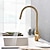 cheap Pullout Spray-Kitchen Sink Mixer Faucet Pull Out, 360 swivel Single Lever Handle Brushed Solid Brass Taps Cold Hot Hose, One Hole with Pull Down Sprayer Black Gold Faucets