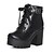 cheap Women&#039;s Boots-Women&#039;s Boots Block Heel Boots Daily Solid Colored Booties Ankle Boots Buckle Chunky Heel Round Toe Classic PU Lace-up Black White Pink