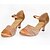 cheap Ballroom Shoes &amp; Modern Dance Shoes-Women&#039;s Modern Shoes Heel Flared Heel Satin Crystal / Rhinestone Crystals Brown / Performance / Practice