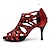 זול נעליים לטיניות-בגדי ריקוד נשים נעליים לטיניות נעלי ריקוד הצגה בבית ריקודים סלוניים נעליים נוצצות עקבים נצנוץ צדדית חלולה סלים גבוהה עקב רוכסן כסף שחור אדום