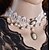 זול תכשיטים אופנתיים-שרשראות מחרוזת For בגדי ריקוד נשים פנינה חתונה נשף מסכות מסיבה אלגנטית דמוי פנינה תחרה פרנזים