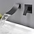 abordables mural-Robinet mitigeur mural pour lavabo de salle de bain noir mat, robinets de lavabo dissimulés bec cascade mitigeur 2 trous, mitigeur robinets de baignoire