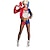 cheap Movie &amp; TV Theme Costumes-Burlesque Clown Harley Quinn Cosplay Costume Women‘s Movie Cosplay Red Coat Pants Bracelet Children‘s Day Cotton With Wig