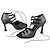 זול נעליים לטיניות-בגדי ריקוד נשים נעליים לטיניות נעלי סלסה הדרכה מפלגה אימון נעליים נוצצות עקבים פרח סאטן אבזם עקב רחב שרוכים שחור