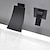 Недорогие Настенный монтаж-настенный смеситель для раковины для ванной комнаты, матовый черный, скрытые смесители для умывальника, водопадный носик, одна ручка, 2 отверстия, грубый клапан, смеситель для ванны