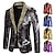 cheap Historical &amp; Vintage Costumes-Disco 1980s Tuxedo Suits &amp; Blazers Lapel Collar Blazer Christmas Suits Disco Men&#039;s Sequins Turndown Halloween Party Halloween Club Adults&#039; Tuxedo Spring Fall
