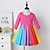 זול שמלות-שמלת ילדים בנות צבע בלוק בענן קשת שרוול ארוך קז&#039;ואל חמוד כותנה עד הברך סתיו חורף 3-6 שנים אפור