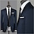 cheap Custom Suits-Custom Suit Wedding Special Occasion Event Party Notch Slate Blue Birdseye Wool