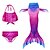 cheap Swimwear-Kids Girls&#039; Swimwear Bikini 3pcs Three Piece Swimsuit Mermaid Tail The Little Mermaid Swimwear Geometric Sleeveless Fuchsia Active Cosplay Costumes Bathing Suits 3-10 Years / Cute