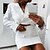 hesapli Kadın Elbiseleri-Kadın&#039;s Bandaj Beyaz Uzun Kollu Solid V Yaka İnce S M L