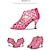 abordables Zapatos de baile latino-Mujer Zapatos de Baile Latino Tacones Alto Purpurina Tacón Carrete Rosa Negro Cremallera Lentejuelas cristal brillo / Rendimiento / Satén