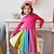 Χαμηλού Κόστους Φορέματα-παιδικό κοριτσίστικο φόρεμα χρώματος μπλοκ ουράνιο τόξο μακρυμάνικο casual χαριτωμένο βαμβακερό μέχρι το γόνατο φθινόπωρο χειμώνας 3-6 y γκρι