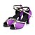 cheap Latin Shoes-Women&#039;s Latin Shoes Heel Satin Flower Buckle Splicing Flared Heel Black / Gold Dark Red Purple Cross Strap Satin / Practice
