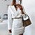 abordables Vestidos de Mujer-Mujer Corte Bodycon Blanco Manga Larga Color sólido Escote en Pico Delgado S M L